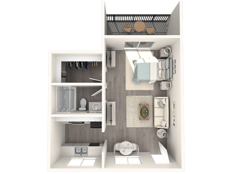 Floor plan for studio, 1 bath, 425 sqft